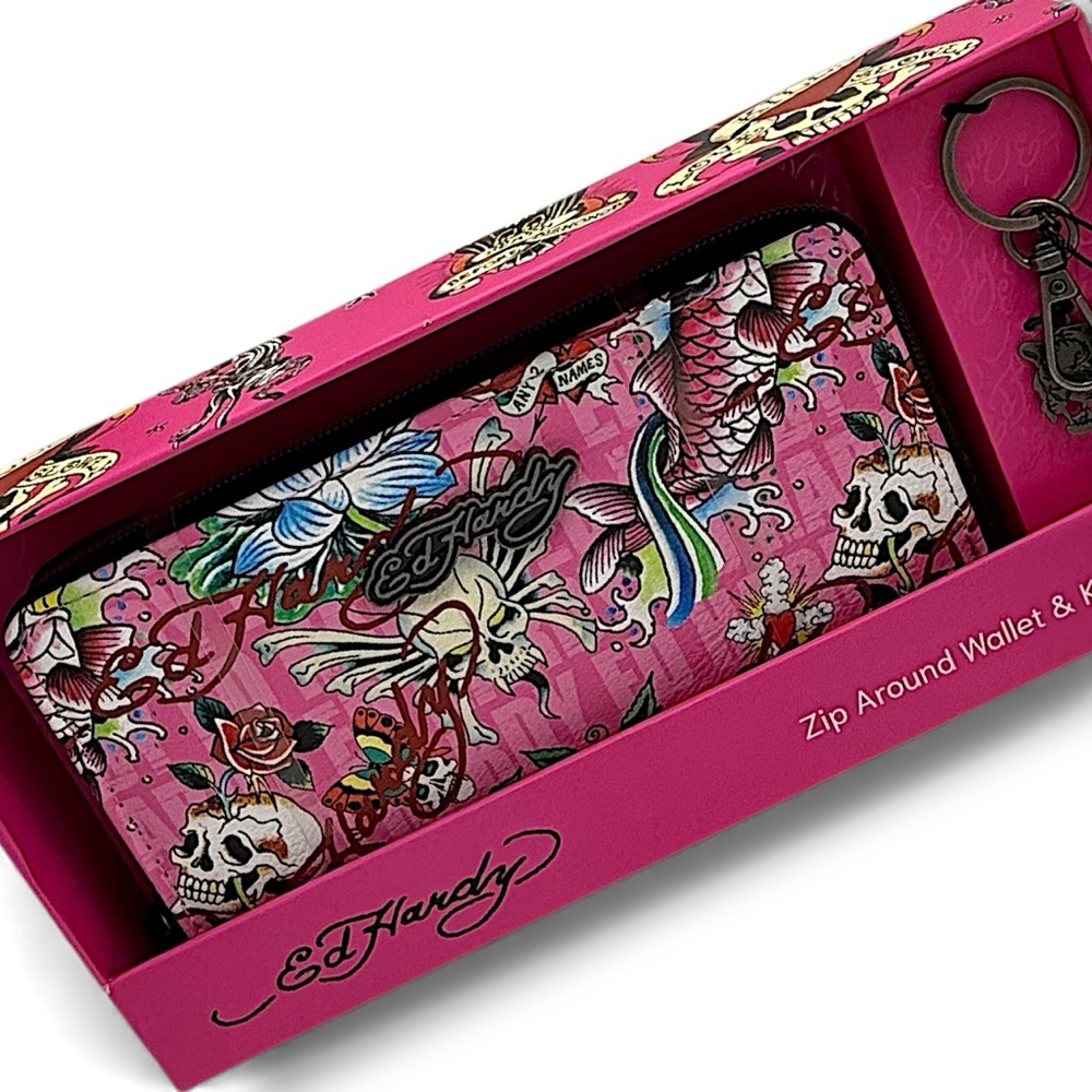 Ed Hardy Pink and Black Tattoo-Inspired Wallet